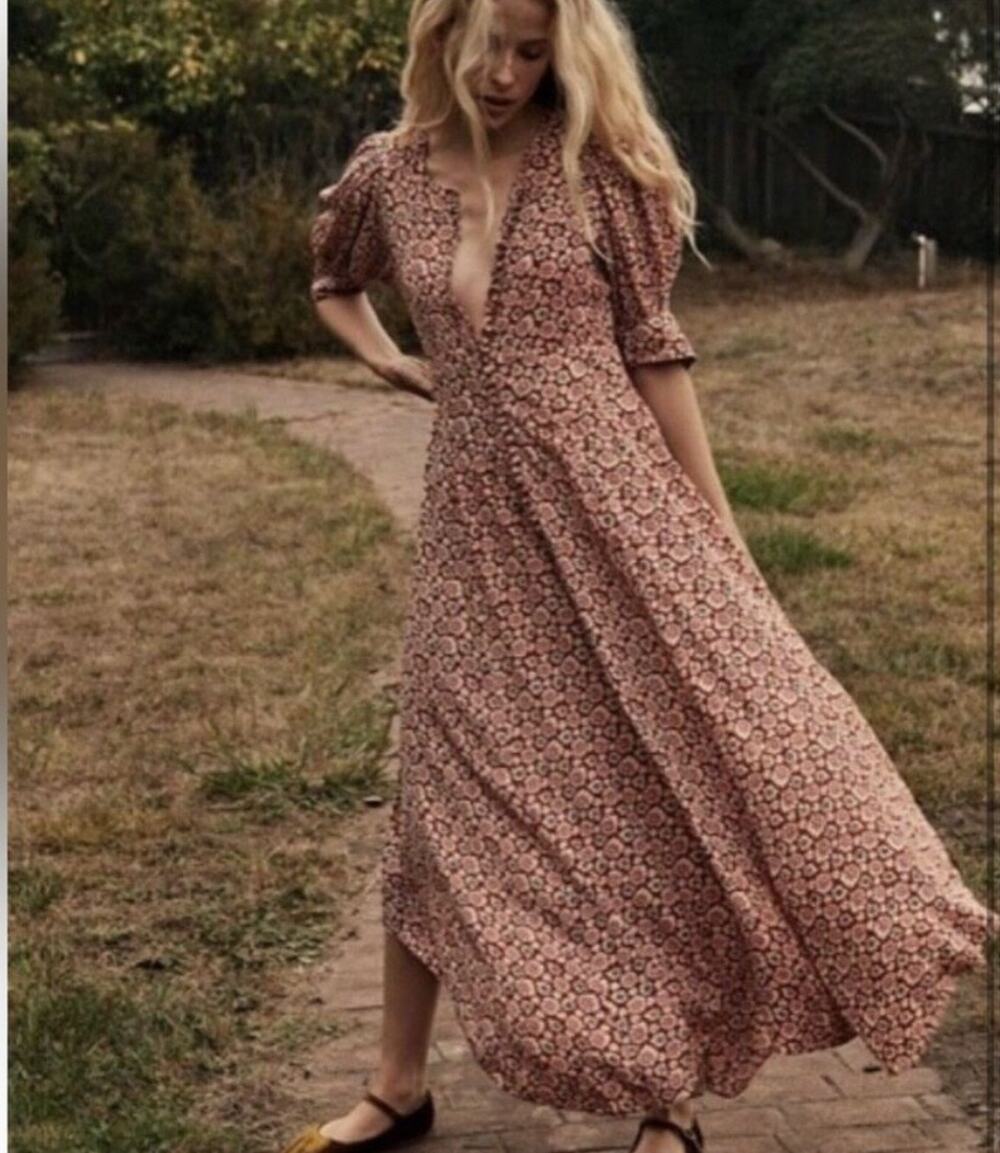 DOEN Laurel Dress in Pink Valley Floral S